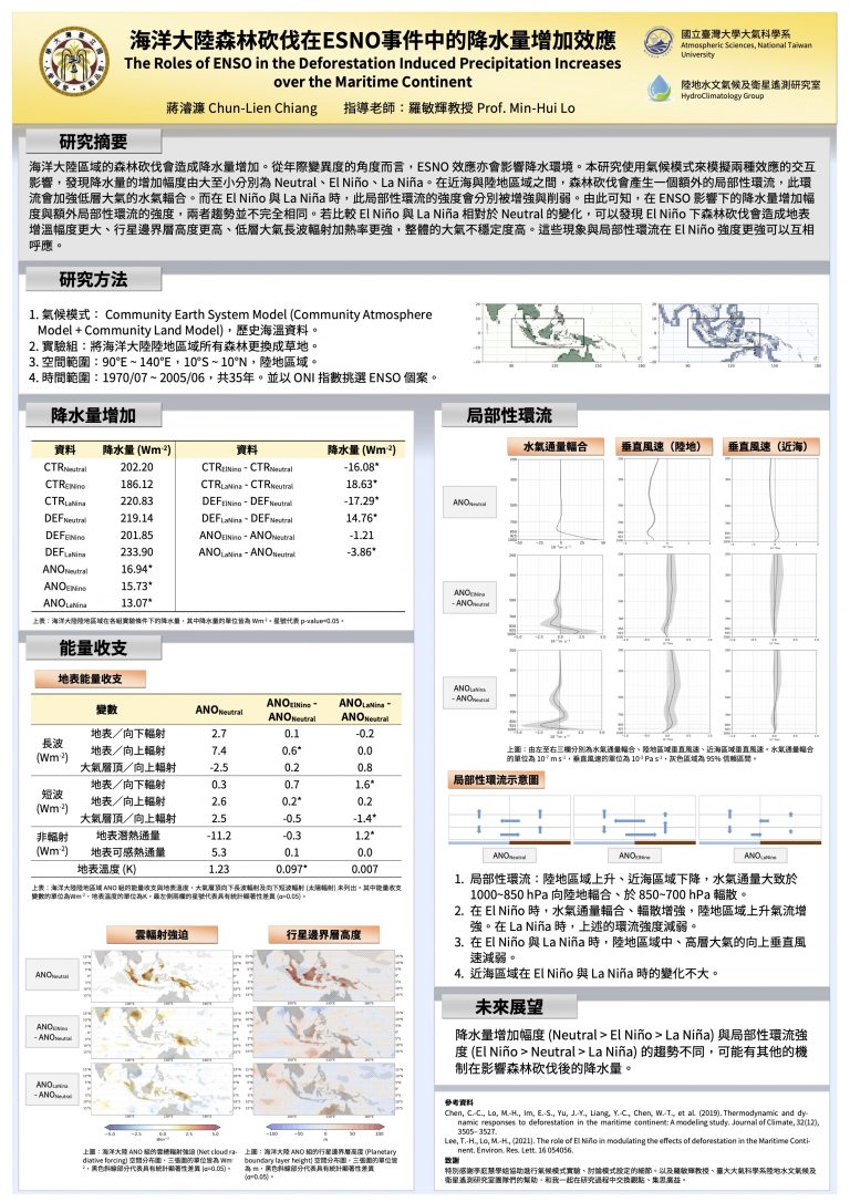 13-ATM-07_蔣濬濂_海洋大陸森林砍伐在ESNO事件中的降水量增加效應