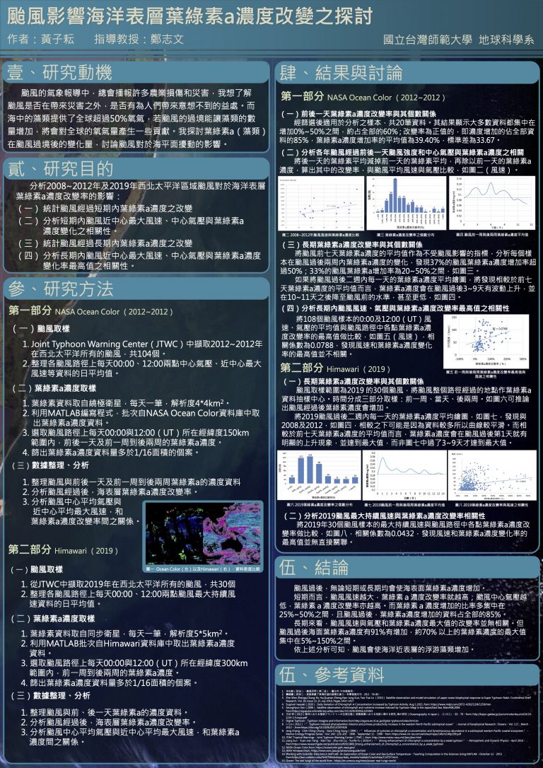 36-O-02_黃子耘_颱風影響海洋表層葉綠素a濃度